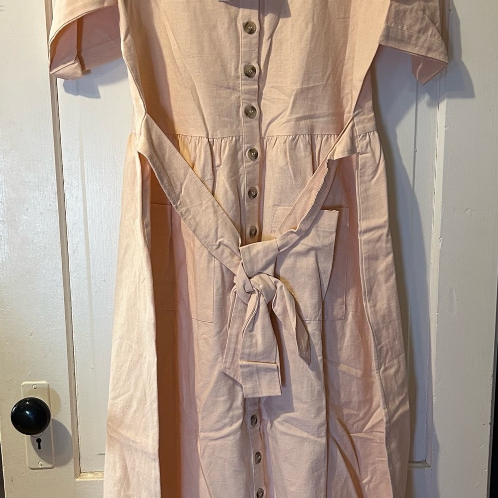 Light pink  Flutter Sleeve Midi Dress